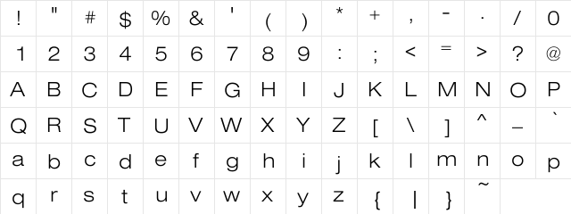 Addington Light Ext Regular  glyph index