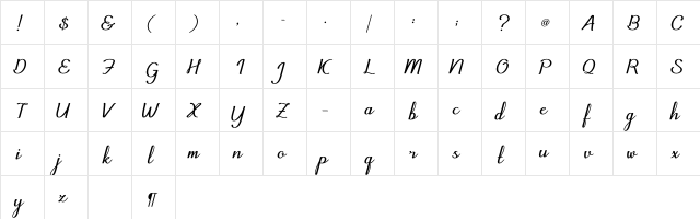 Chiqua Demo Italic  glyph index