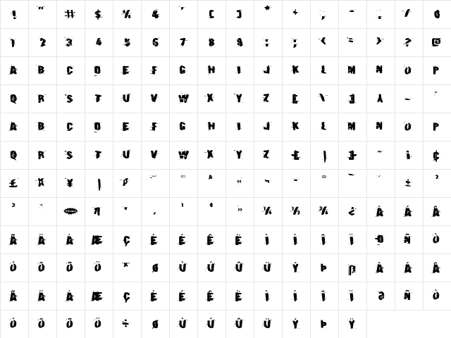 Earthshake Expanded Expanded  glyph index