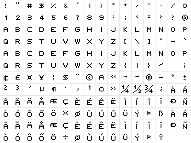 5x5 rounded Regular  glyph index