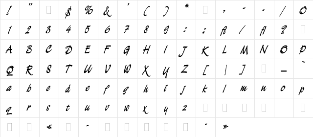 DemianC Regular  glyph index