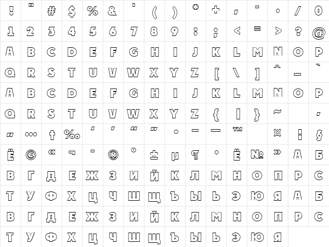 a_PlakatTitulOtl ExtraBold  glyph index