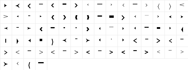 CreativeArrows LT Regular  glyph index