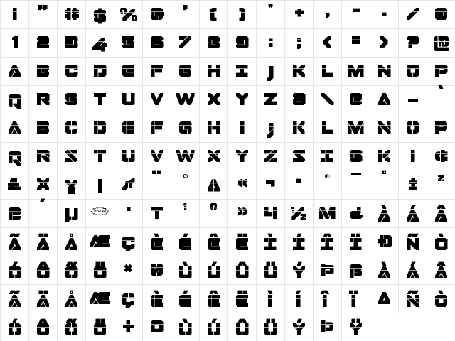 Domino Jack Laser Regular  glyph index