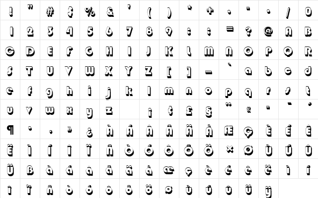 BlippoBlaDSh1 Regular  glyph index