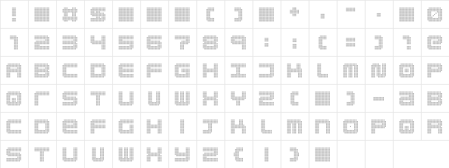 pizzo Light  glyph index