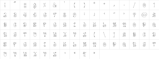 FunnyC Regular  glyph index