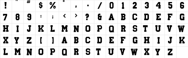Aryshire Regular  glyph index