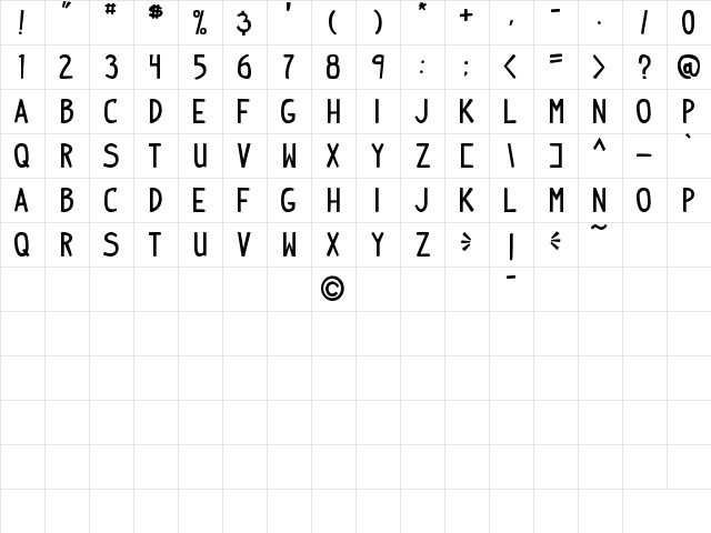 indy pimp Bold  glyph index