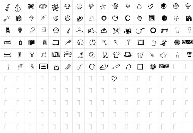 Df Regular  glyph index