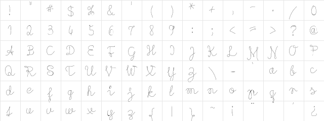 Flypflop Regular  glyph index