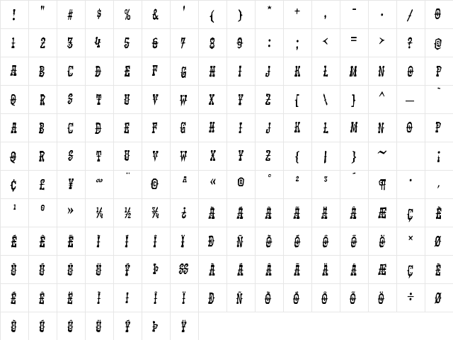 Kadonk Regular  glyph index