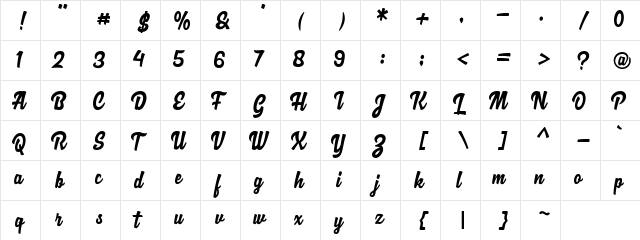 Loguetown Demo Regular  glyph index