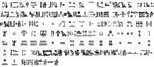 Hieroglyph Regular  glyph index
