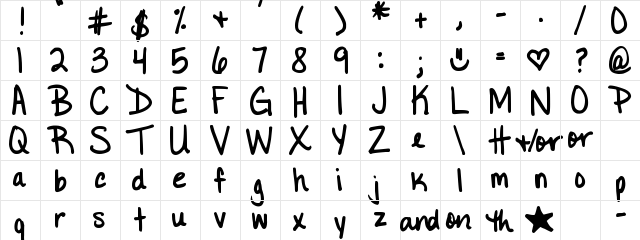 DJB Little Black Dress Regular  glyph index