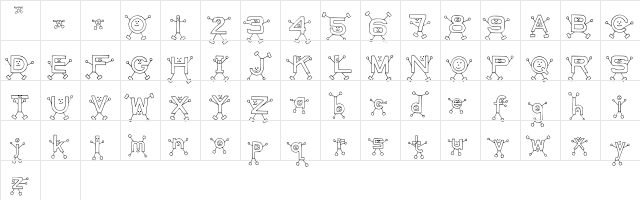 Letter People Things Regular  glyph index
