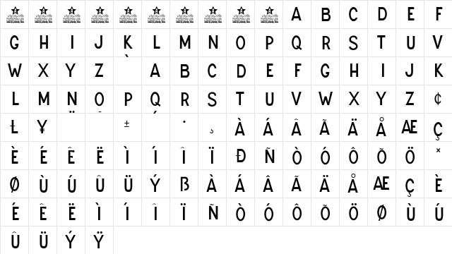 UNIVERSAL SANS PERSONAL USE Regular  glyph index