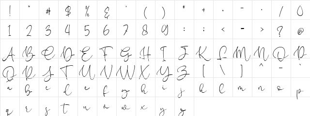 Pretty Yellow Regular  glyph index