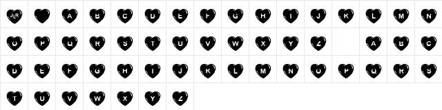 JLR Simple Hearts Regular  glyph index