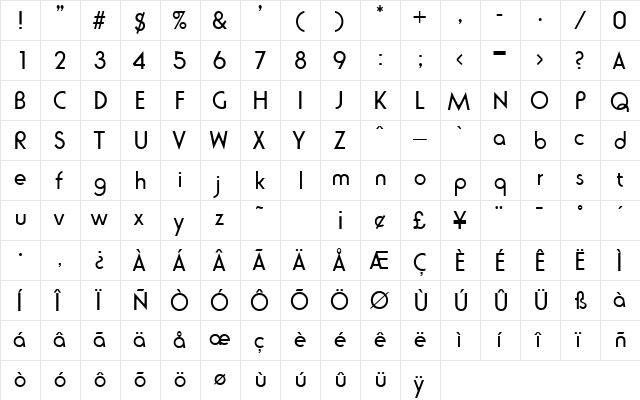 Blippo Light SF Regular  glyph index