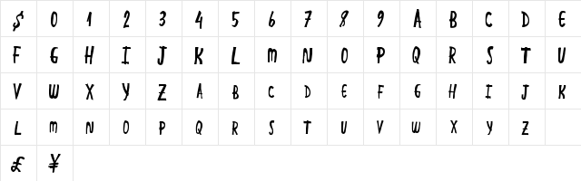 GreatEnding Regular  glyph index