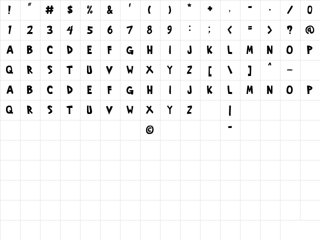 Indy Effects Bold  glyph index