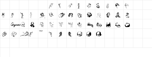 P22 Cezanne Sketches Regular  glyph index