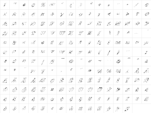 FZ ROMAN 4 SPOTTED ITALIC Heavy  glyph index