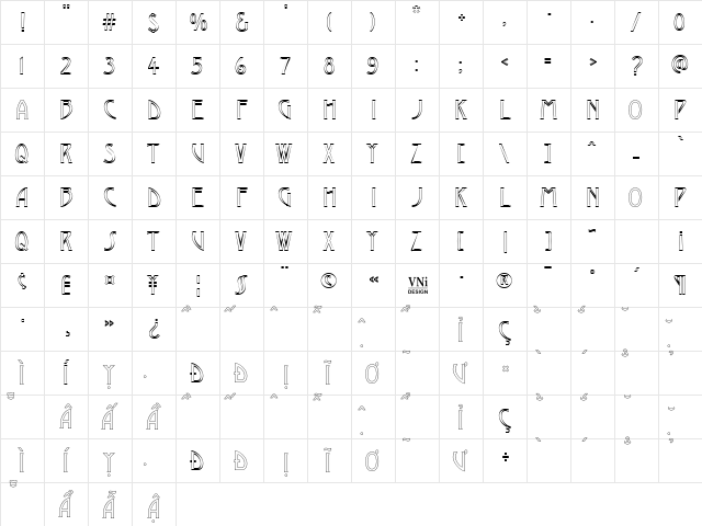 HP-Des-Line Regular  glyph index
