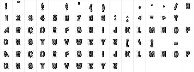 Dazzler Regular  glyph index