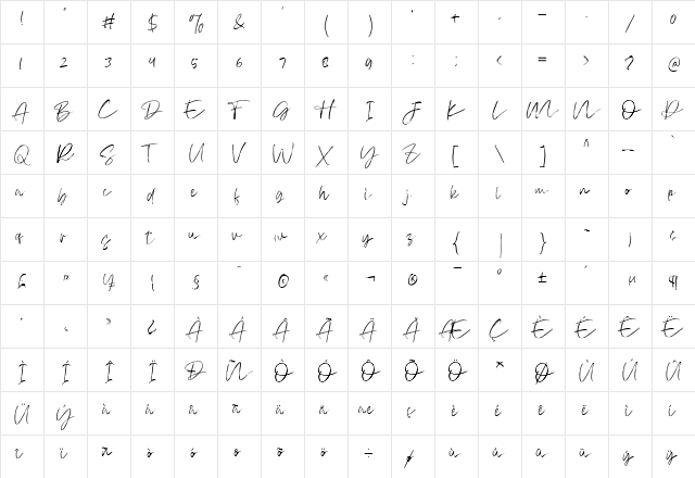 Atkinson Signature Regular  glyph index