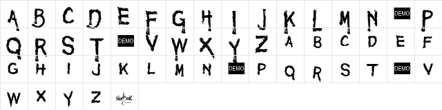 Maniac DEMO Regular  glyph index