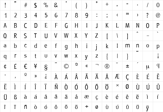 RoundestSerial-Light Regular  glyph index