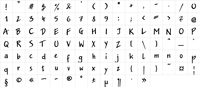 JakobC Bold  glyph index