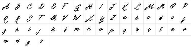 Doglas FREE Regular  glyph index