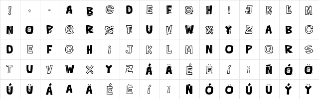 QUE FONTita! Black  glyph index