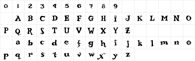 Broken Bricks Regular  glyph index