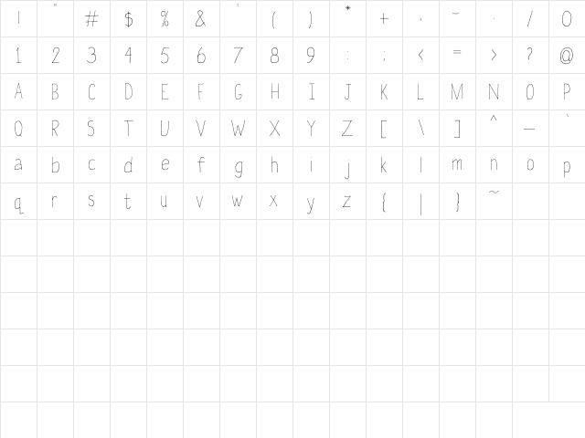 Later On Regular  glyph index