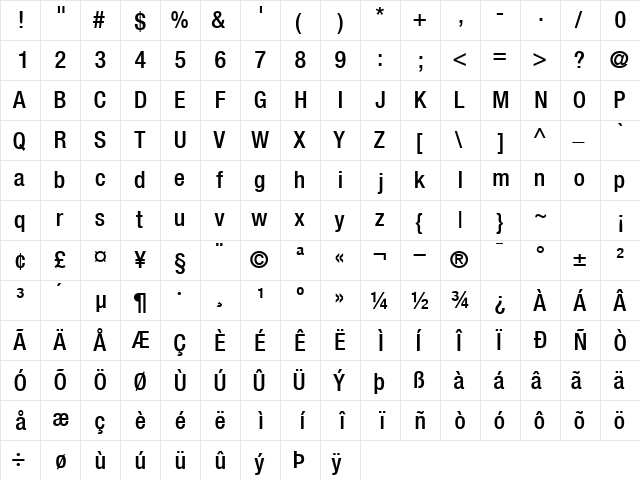 ContextRepriseMediumCondSSK Regular  glyph index