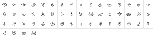 Cyclopia Regular  glyph index