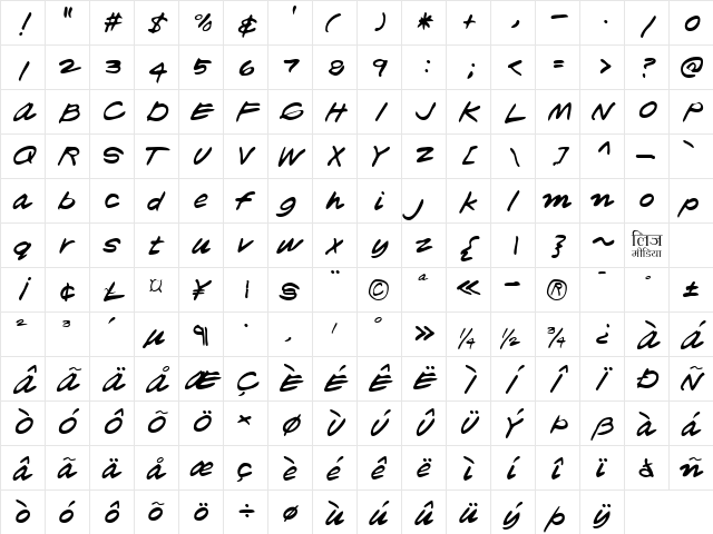 LEHN181 Regular  glyph index