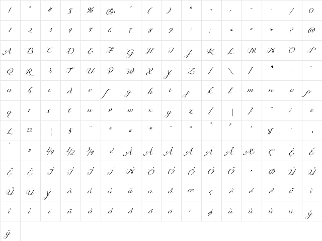 Asturias Regular  glyph index