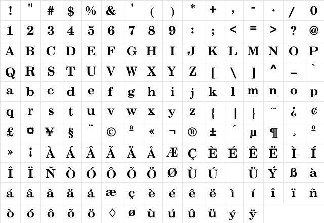 Bucolic Normal Regular  glyph index