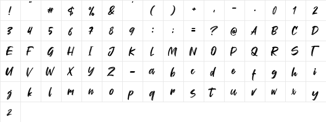 Wellfont Regular  glyph index