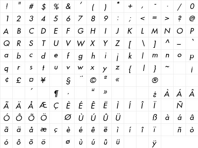 Loving 14 Regular  glyph index