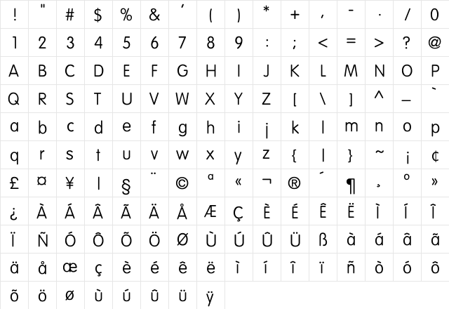 Nicoll Normal Regular  glyph index