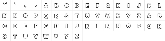 Kiwi Outline Regular  glyph index