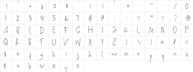 SamarasaHandwriting Regular  glyph index