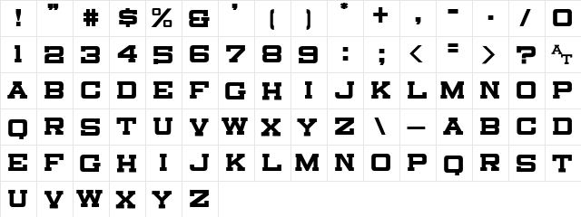 Canarsie Slab JL Regular  glyph index