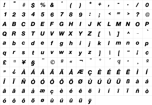 Iolnova ExtraBold  glyph index